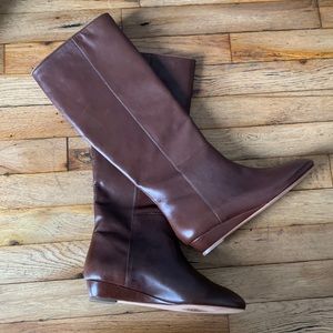 Loeffler Randall leather boots in chestnut brown